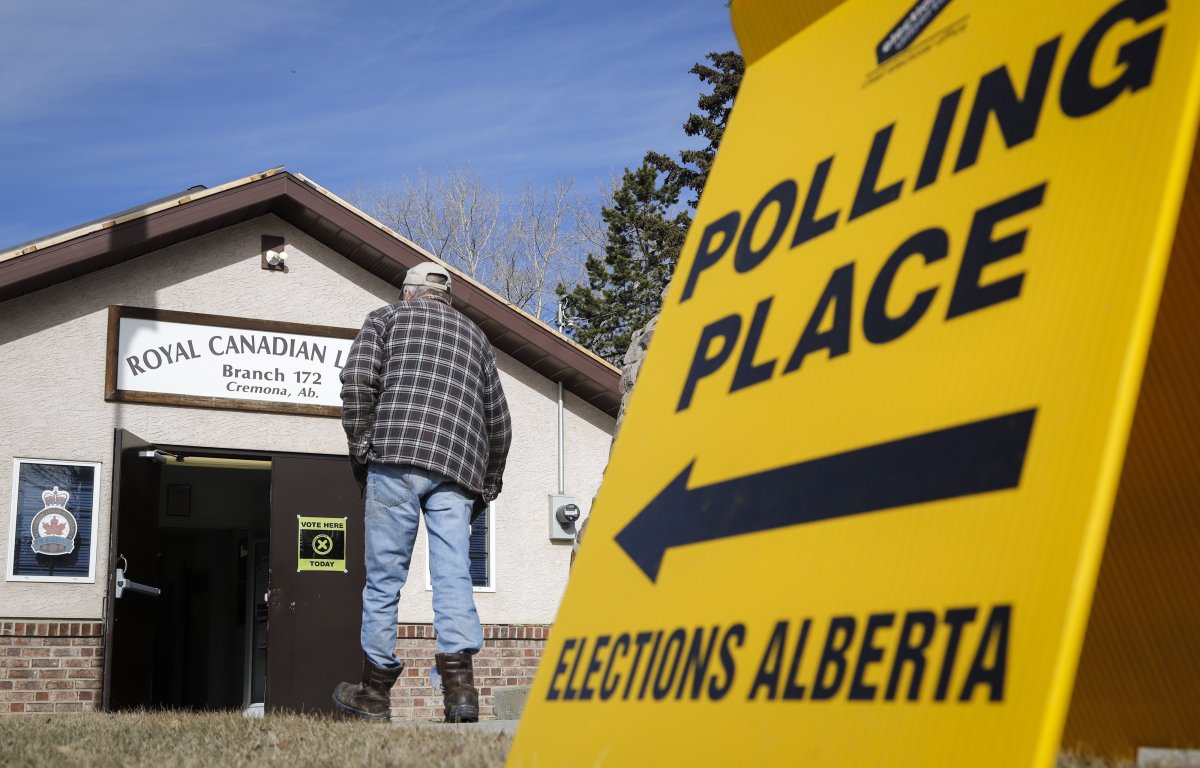 A voter arrives to cast his ballot at a rural poling station in Cremona, Alta., Tuesday, April 16, 2019