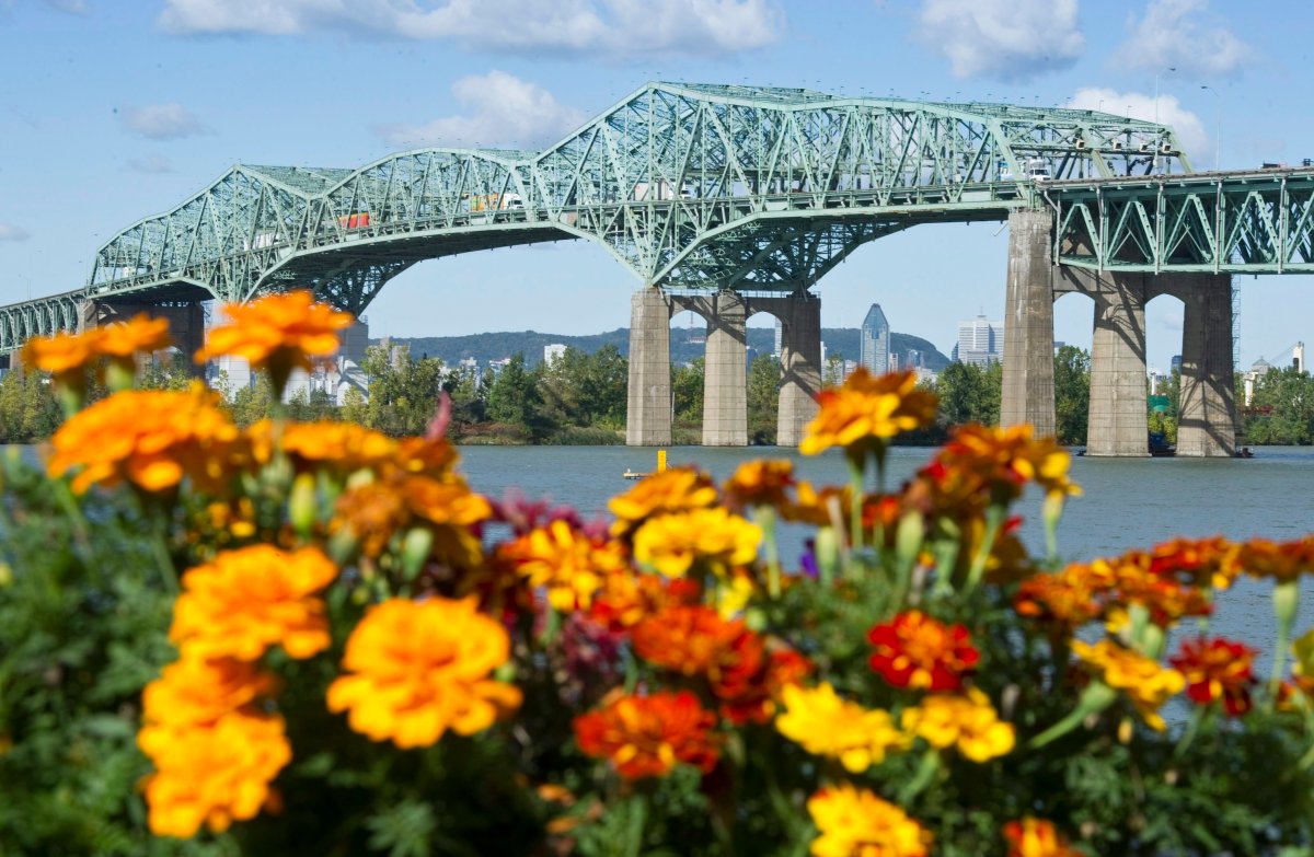 The old Champlain Bridge crossing the St-Lawrence river is seen from the south shore of Montreal Wednesday, October 5, 2011 in Brossard, Que. 