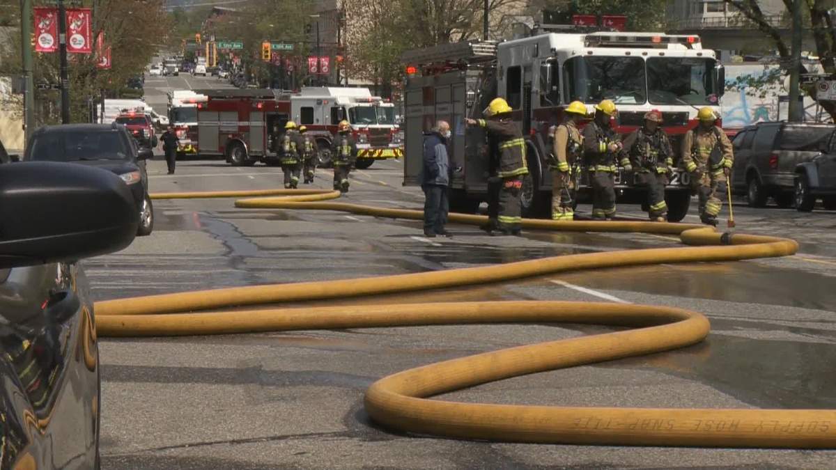 No one was injured but at least two people have been displaced by a large fire at 2928 Commercial Drive on Thurs. May 4, 2023.