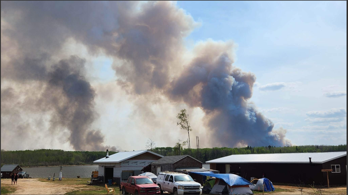Smoke captured in a camp west of Buffalo Narrows