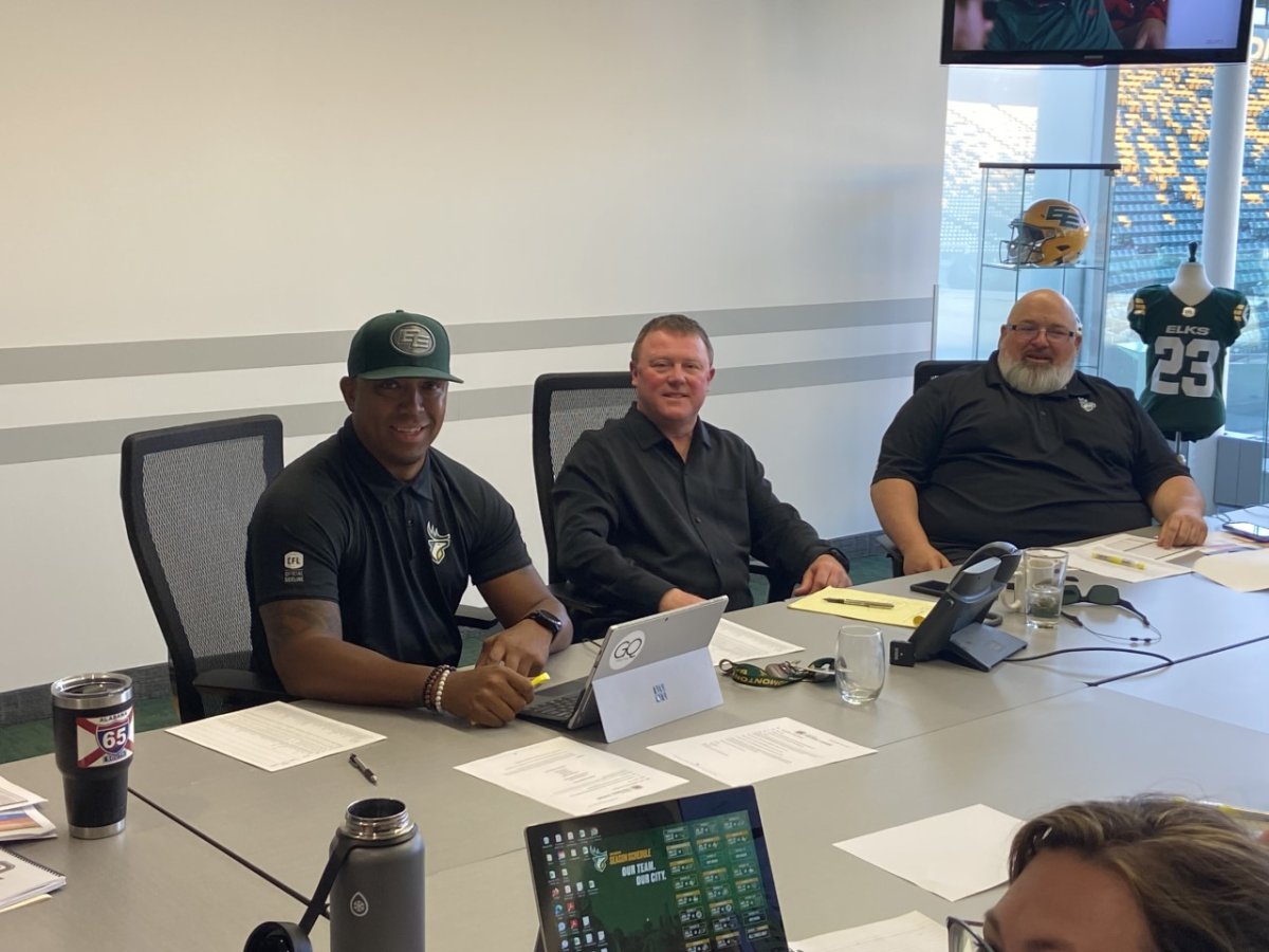 Edmonton Elks football operations staff before the start of the 2023 CFL Draft
