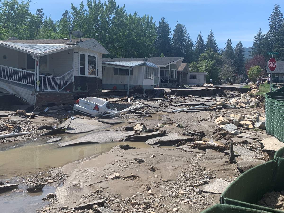A section of Falcon Avenue in Parker Cove, B.C., was completely wiped out when Whiteman’s Creek burst its banks earlier in the week.