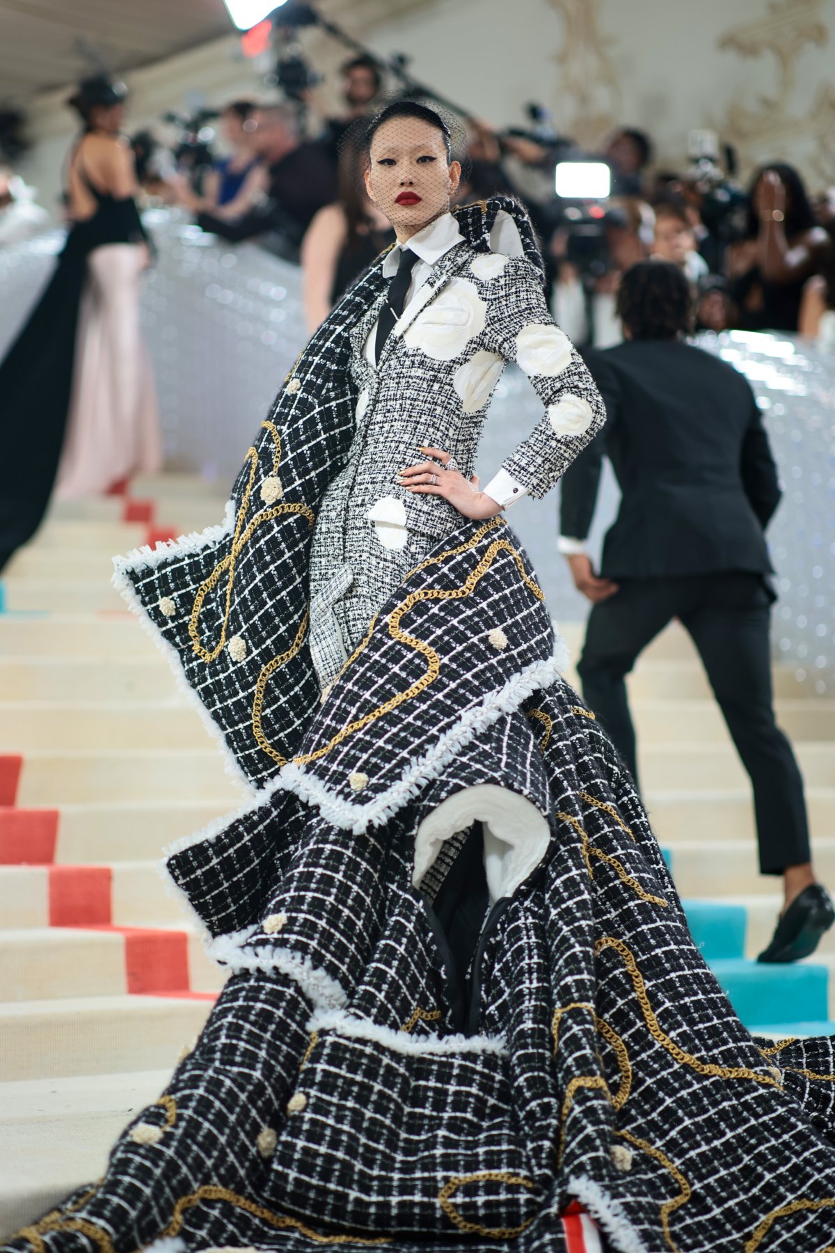 Sora Choi, a fashion model, walks on the runway during the Louis