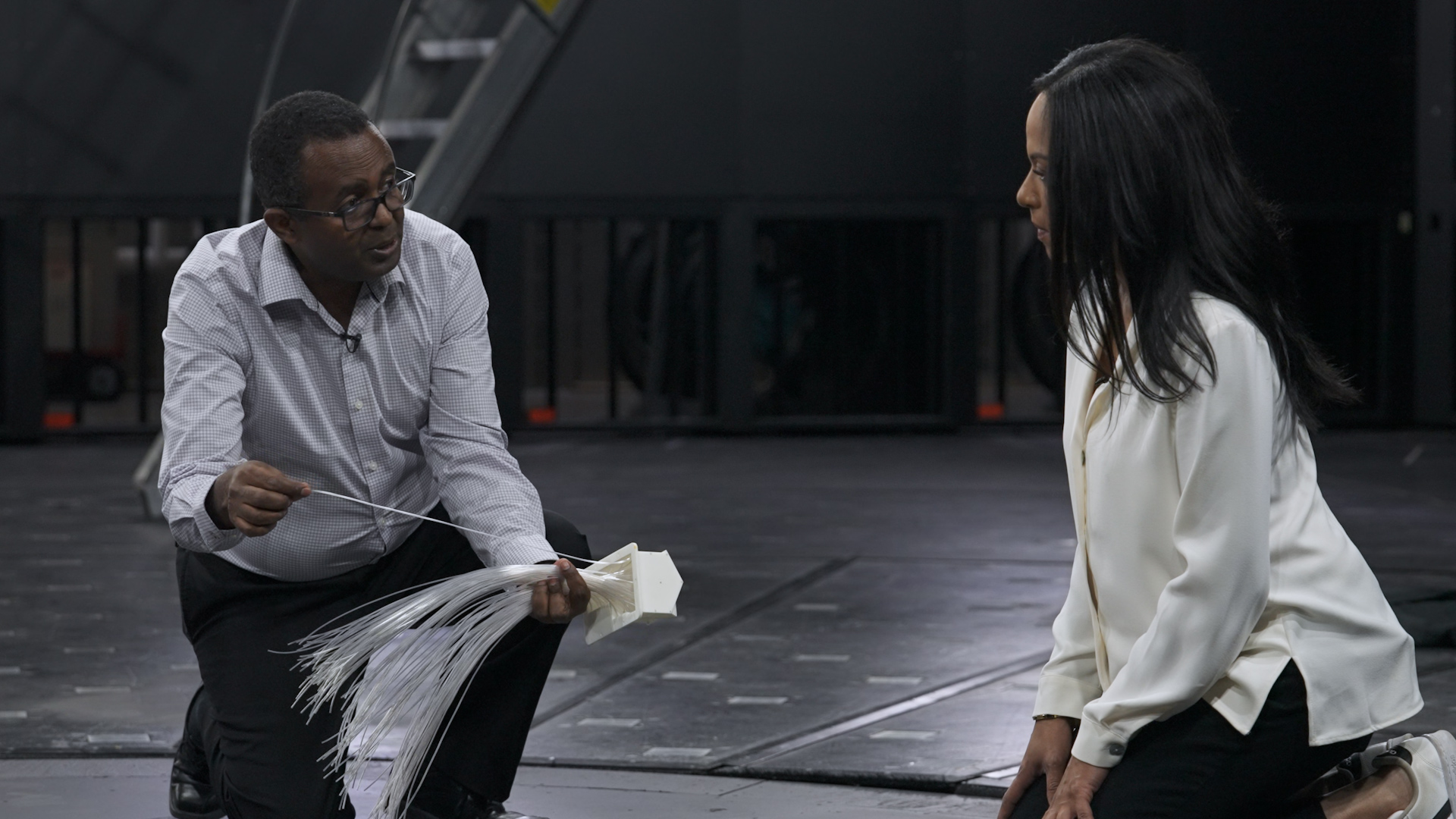 WindEEE director, Girma Bitsuamlak, explains to Global News' Candace Daniel how testing works at the research facility.