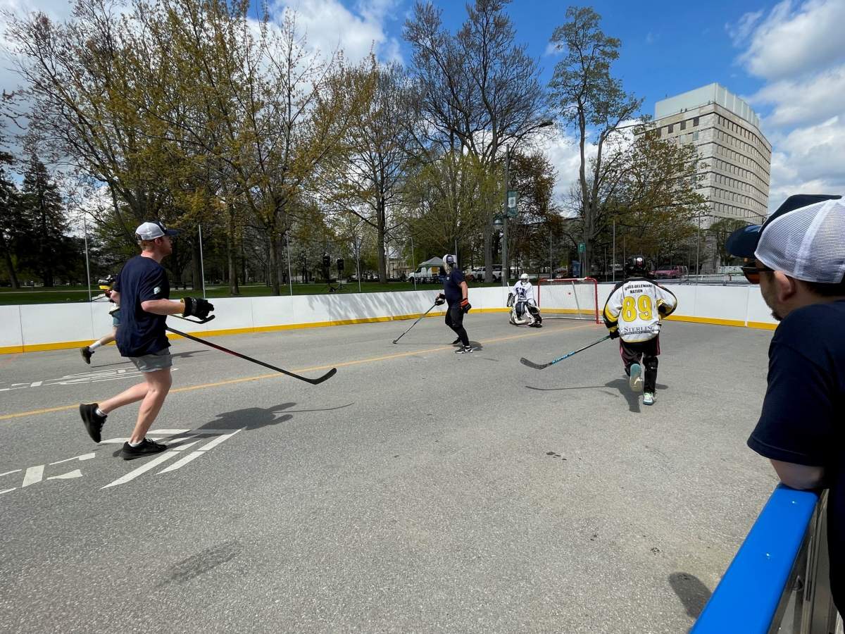 Corporate teams take part in a fundraiser for Make-A-Wish in advance of HockeyFest on May 6 and 7.