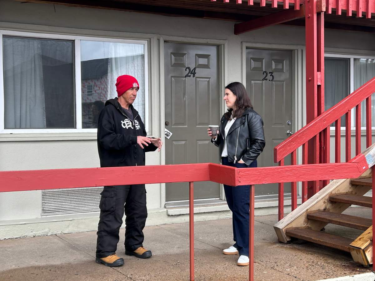 Michel Babineau speaks with Natasha Compton, one of the owners of the Chebucto Inn.
