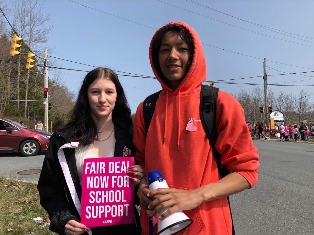 Sackville High School StudentsMadison Watt (left) and Tre Conrad (right) helped organize a walkout to support striking workers.
