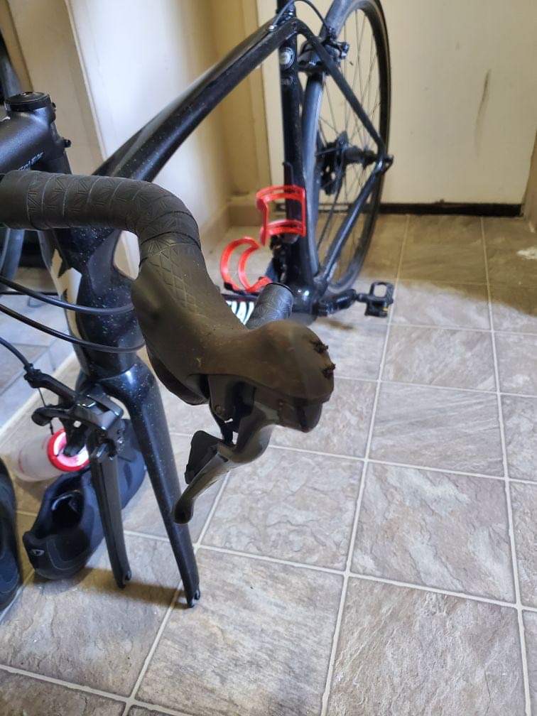 Kevin Milner's bike after he collided with a bear.