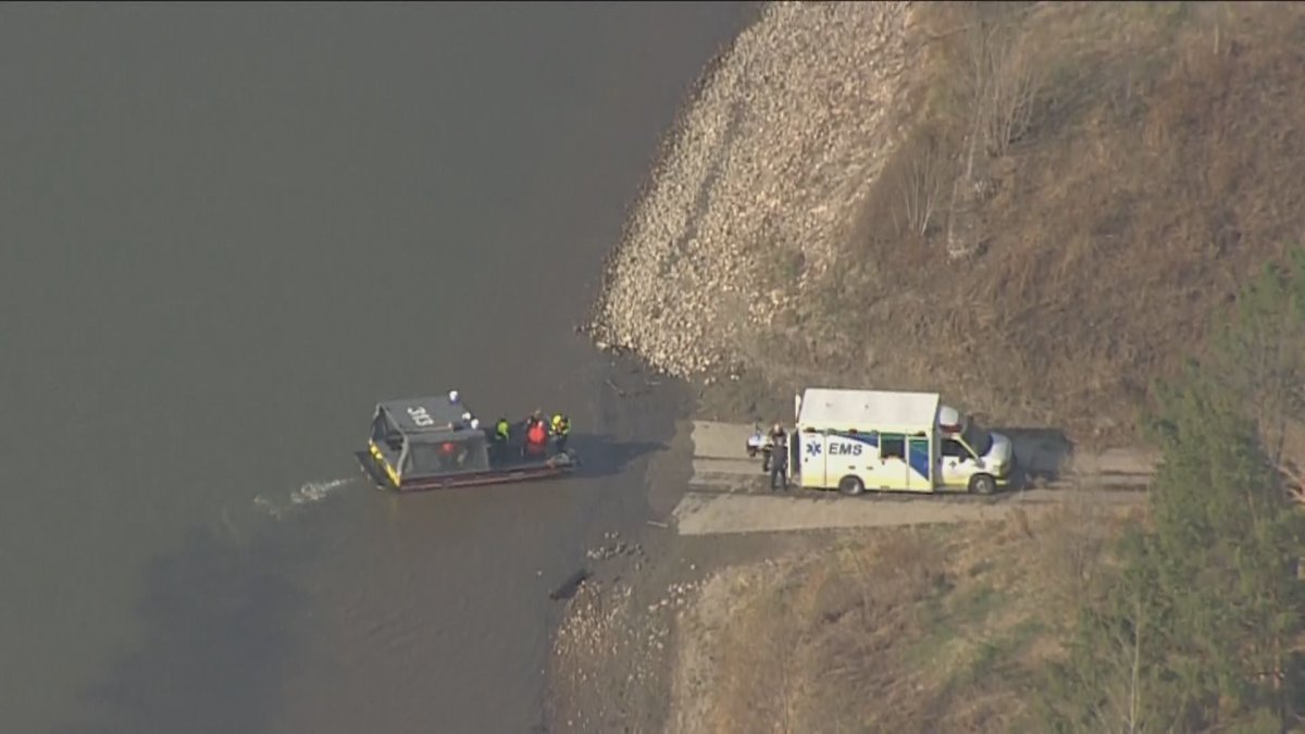 Water rescue of cyclist in Edmonton river valley on May 2, 2023.