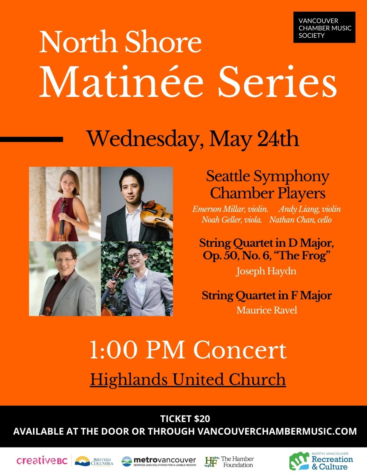 Seattle Symphony Chamber Players Wednesday, May 24, 2023 100 PM