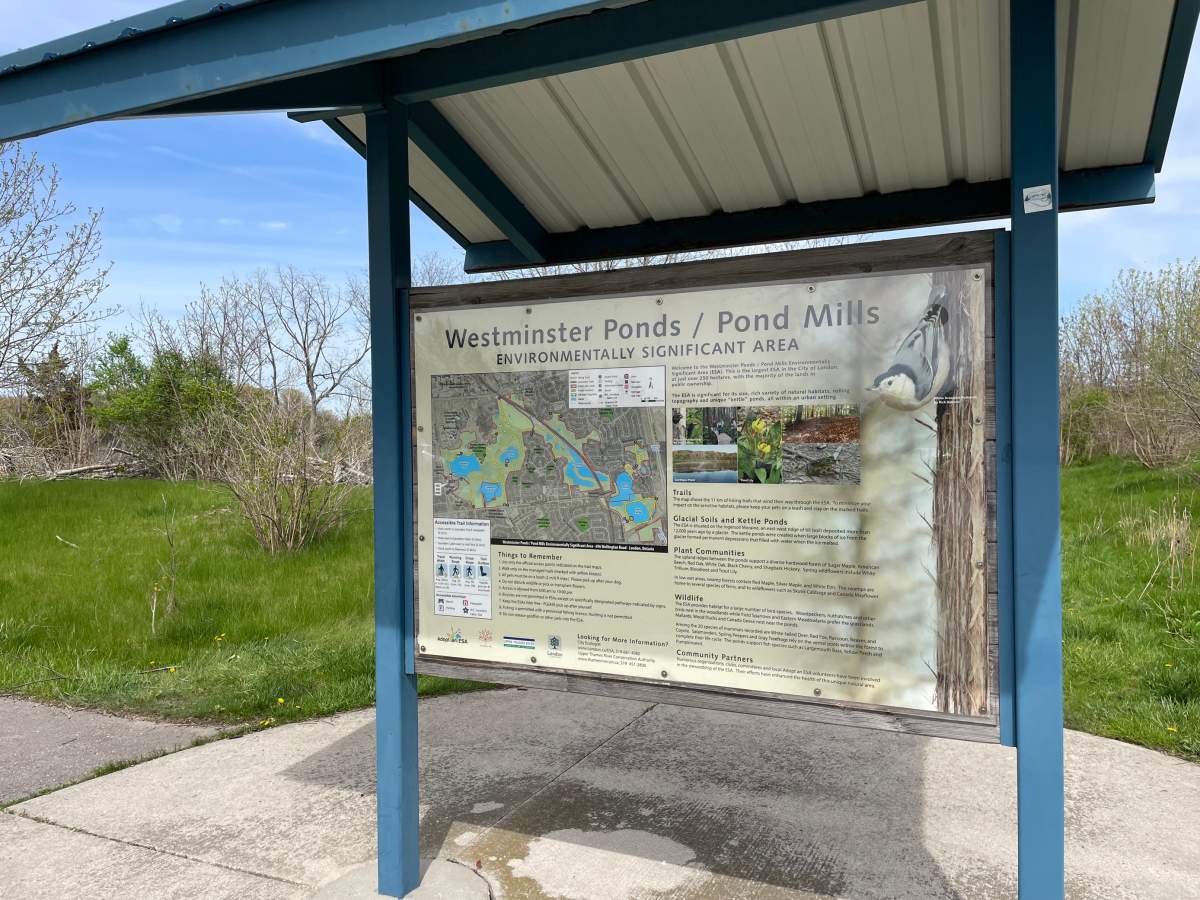 A picture of a map of Westminster Ponds.