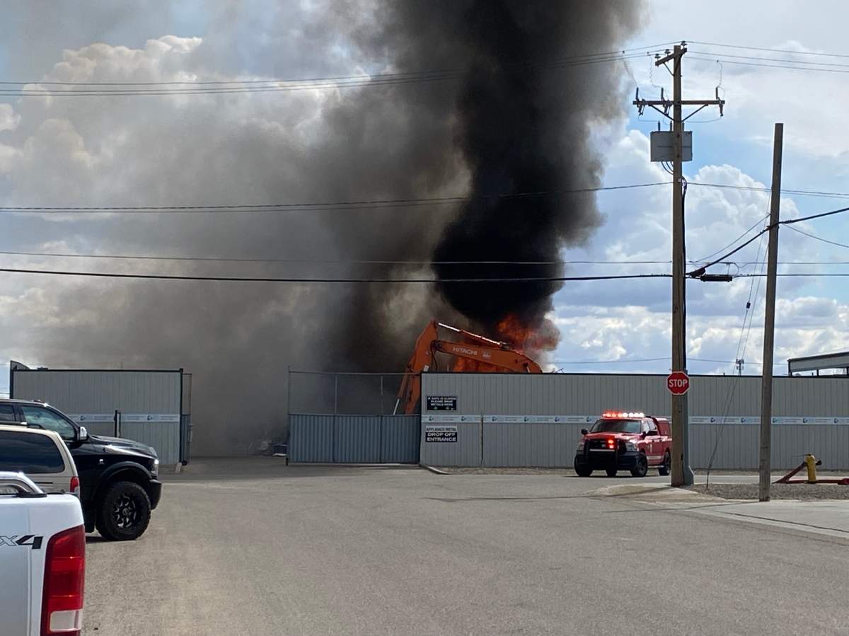 Fire at BN Steel and Metals scrap yard near Circle Drive in Saskatoon.