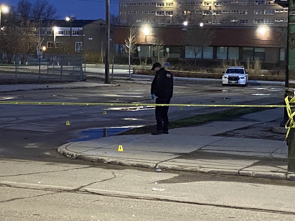 Winnipeg police investigate a crime scene at Stella Avenue and Main Street.