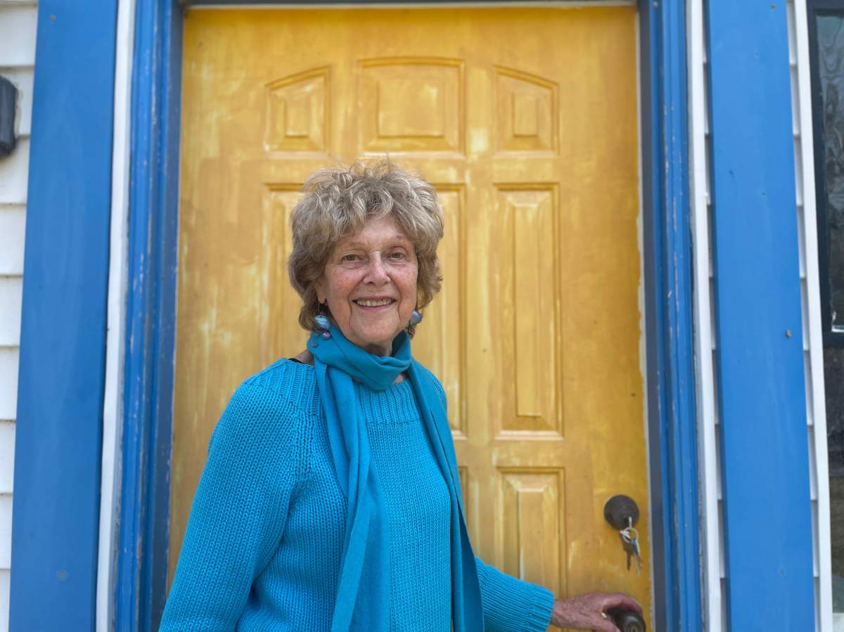 Dawn MacNutt outside of her studio in Pictou County, N.S.
