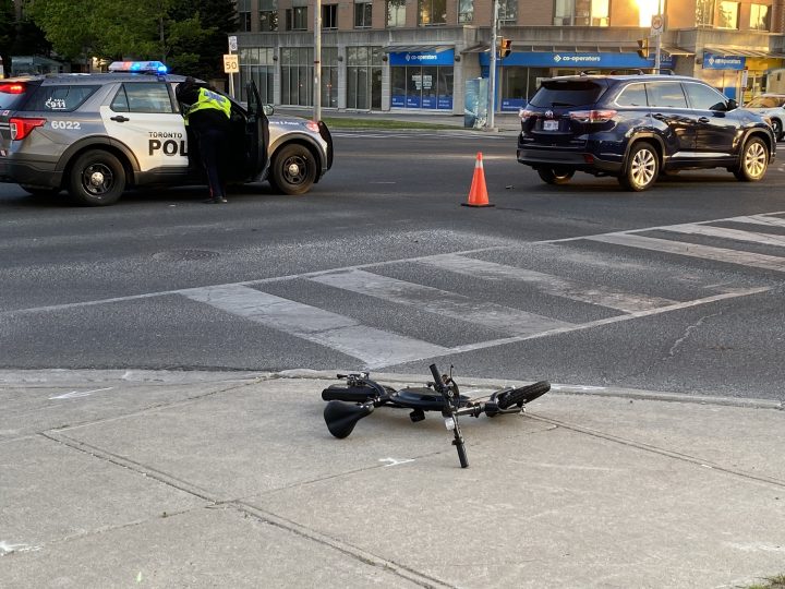 Toronto police say a cyclist was rushed to a trauma centre after a collision in Scarborough on May 16, 2023.