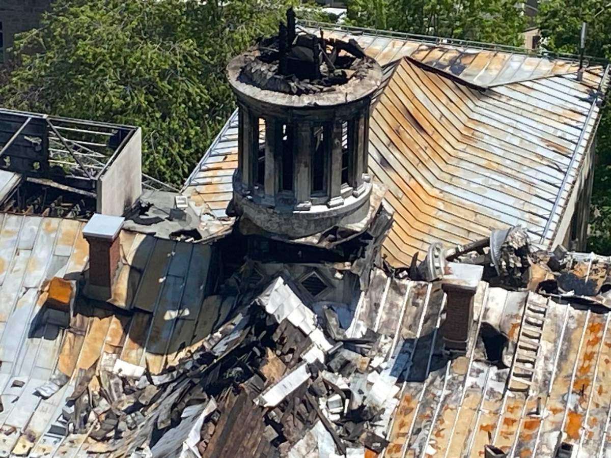A view of the damage to the Monastère du Bon-Pasteur in Montreal on Friday, May 26, 2023.