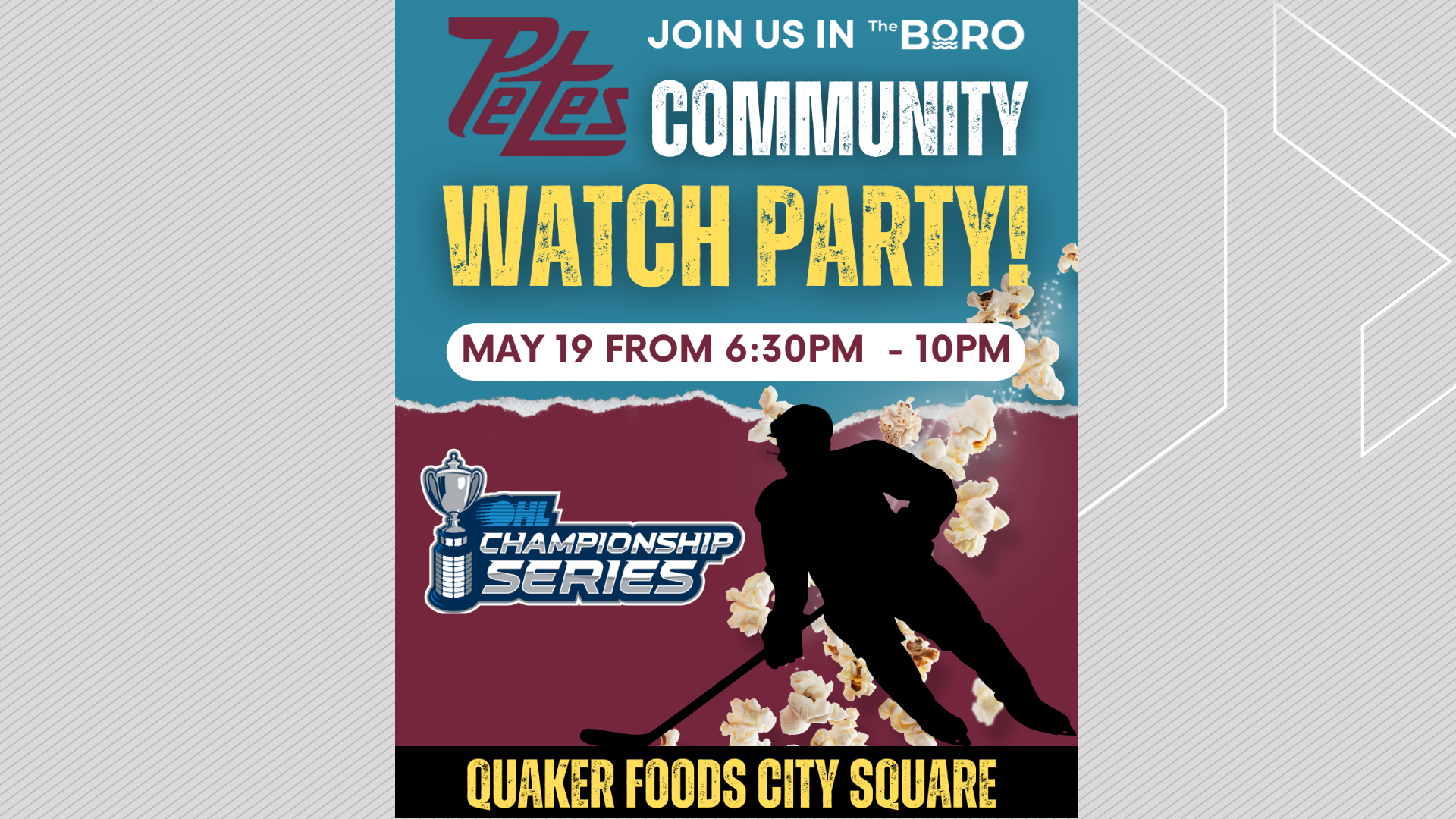 Peterborough Petes watch party set for May 19 at Quaker Foods City Square