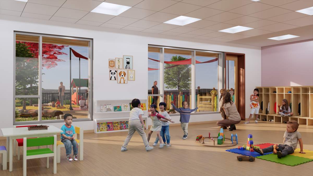 An artist’s rendering of the planned childcare center at Okanagan College’s Vernon campus.