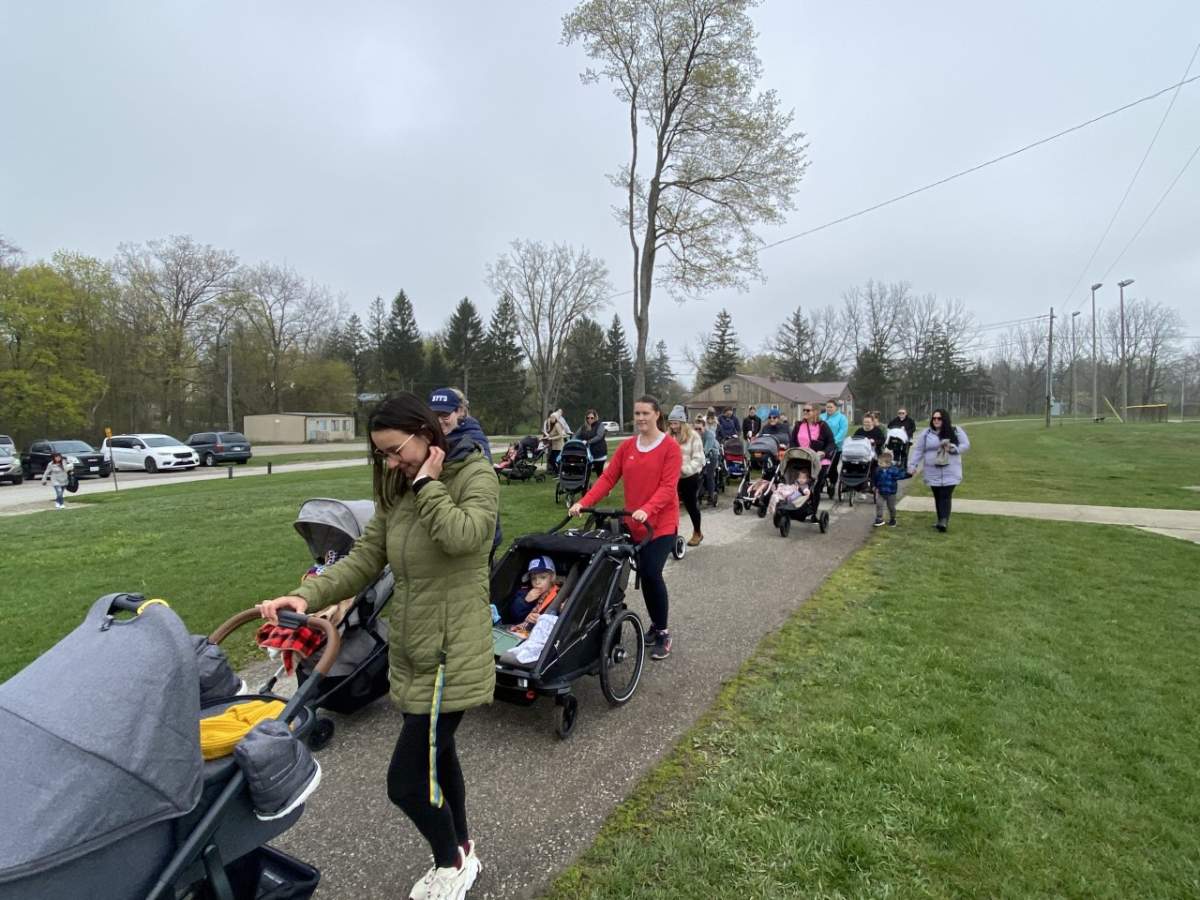 The Oxford County Moms Club held their fifth weekly walk in Ingersoll, Ont., on Friday, May 5, 2023.