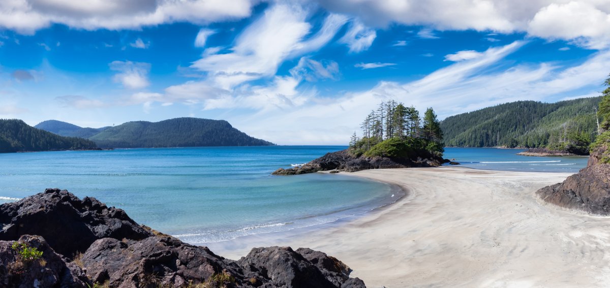 A photo of San Josef Bay, located in Cape Scott Provincial Park on the northwestern tip of Vancouver Island in B.C.