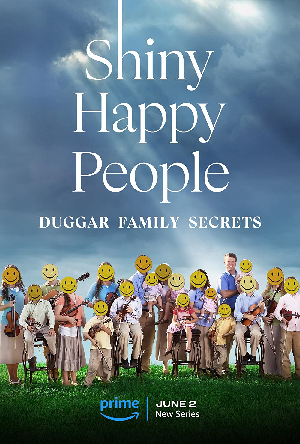 A promotional poster for "Shiny Happy People: Duggar Family Secrets".