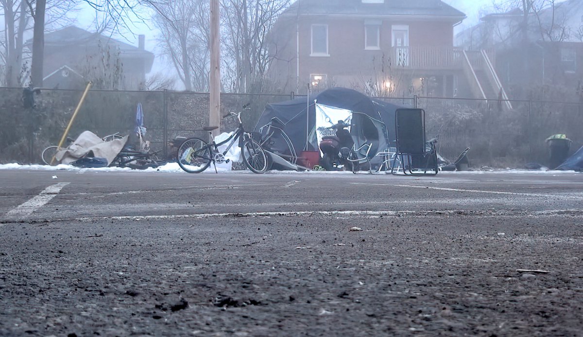 A section of Wolfe Street in Peterborough has had a homeless encampment for some time. Modular housing has been proposed for the city-owned property.