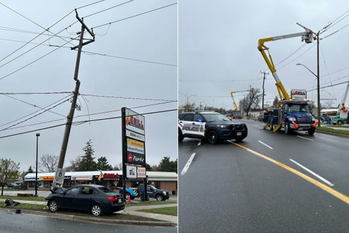 Cambridge Woman Arrested After Car Strikes Hydro Pole In Kitchener   Collision 