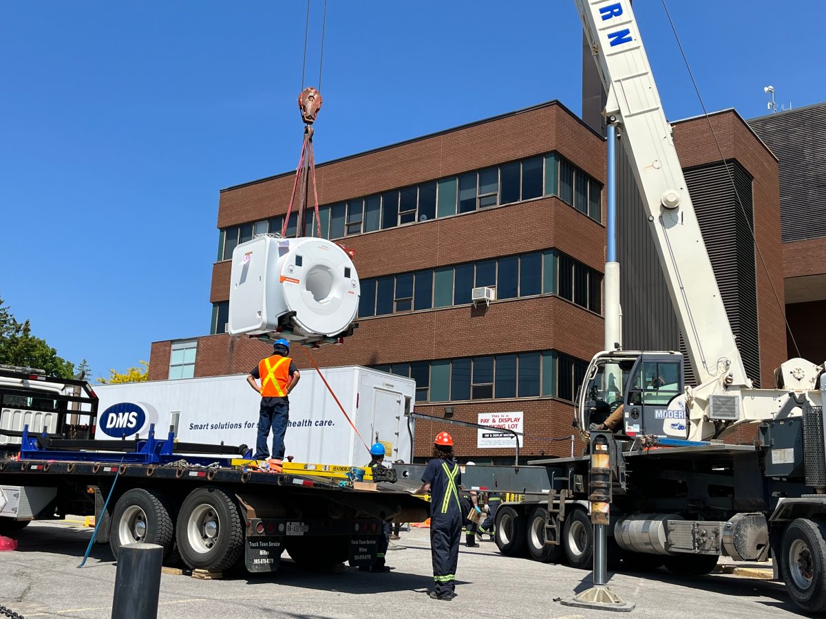 A new MRI machine arrived at Ross Memorial Hospital in Lindsay, Ont., on May 29.