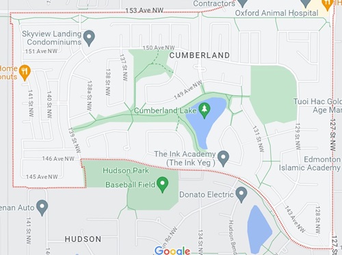 Cumberland neighbourhood in northwest Edmonton,