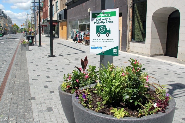Temporary park and pickup location on Dundas Place.