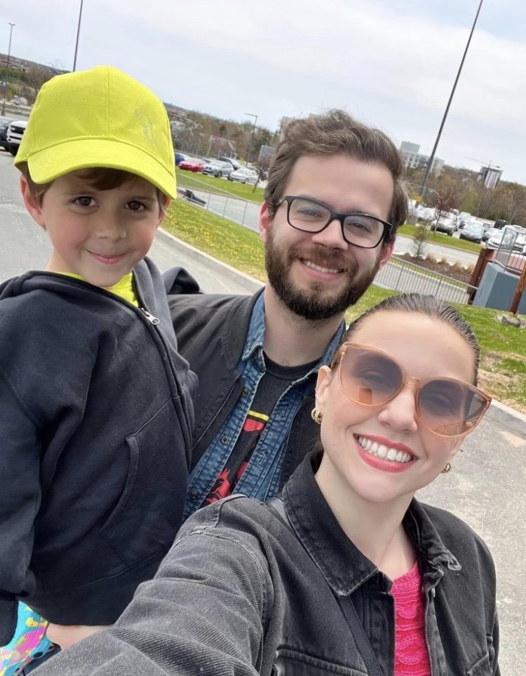 Ian Leger with his wife Natalie and young son Beau.