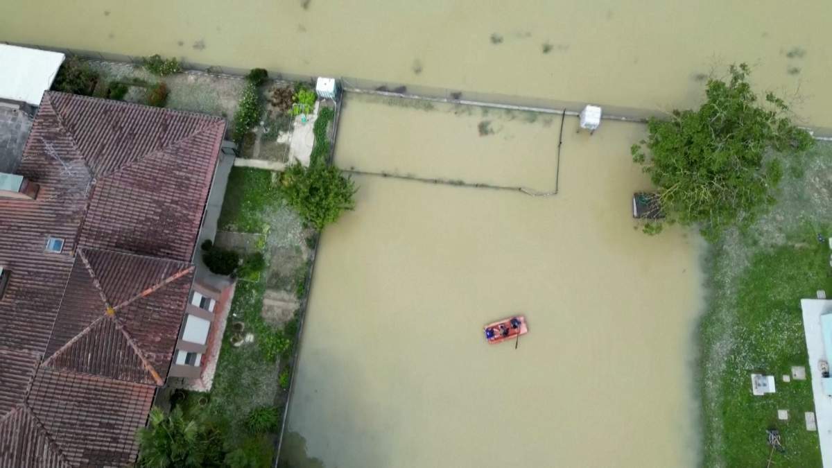 Drone footage of flooding in Italy.