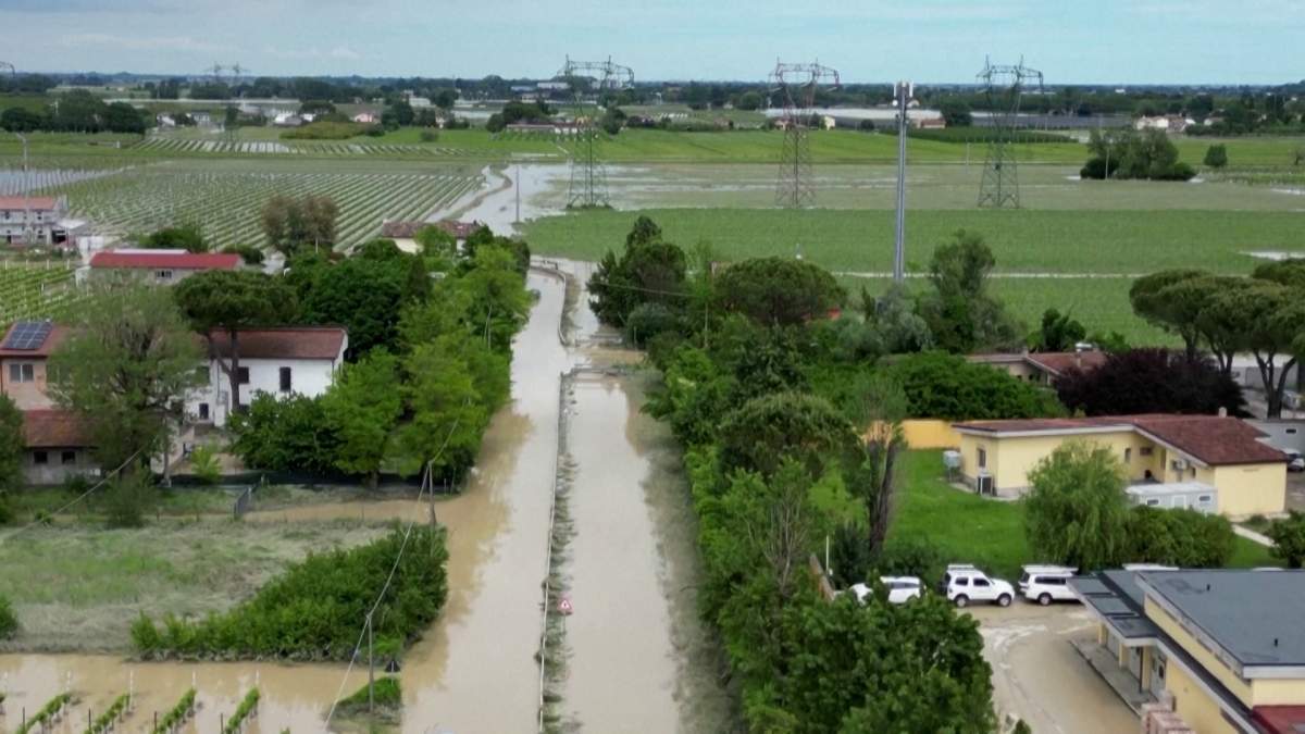 Drone footage of flooding in Italy.