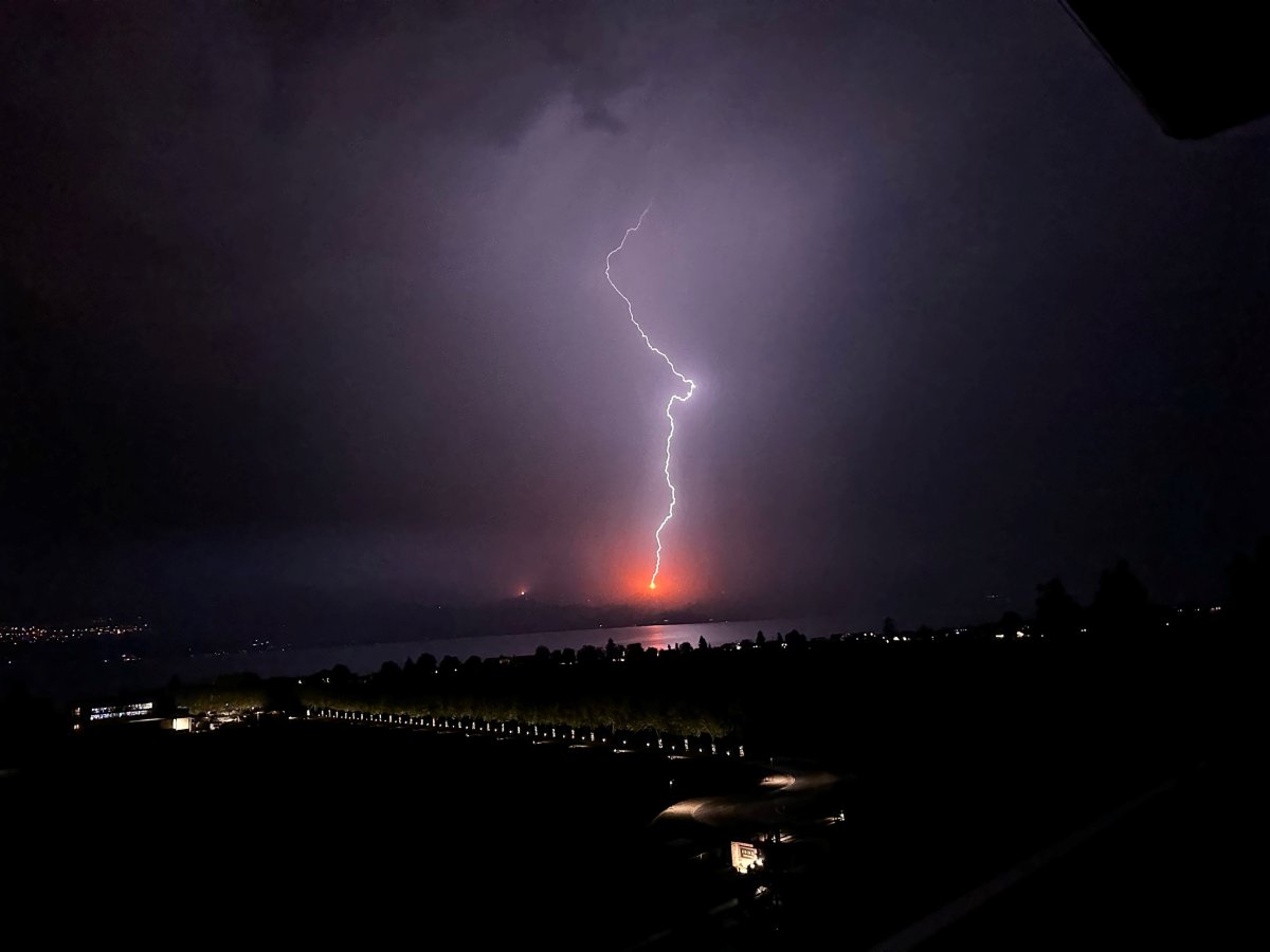 Lightning brightened the view from West Kelowna Thursday night.