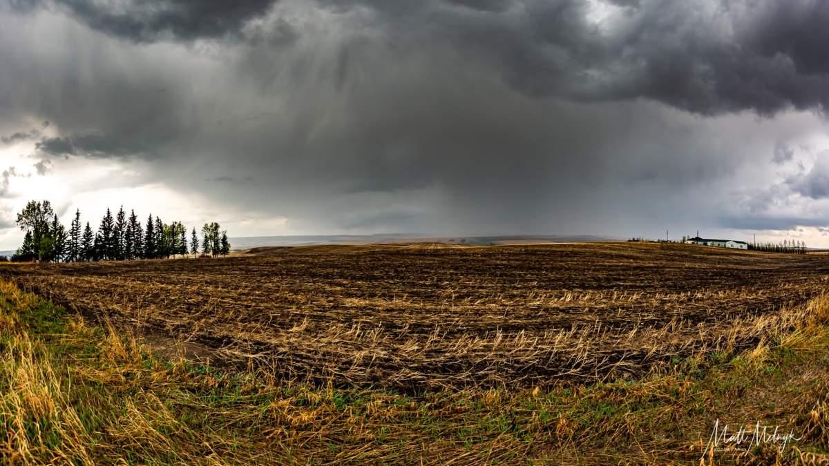 Storm clouds near Balzac, Alta. on the afternoon of May 9.