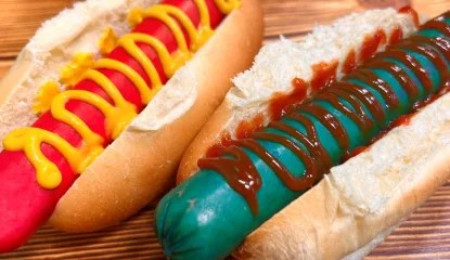 Light up the night with a bright blue or bright red hotdog.