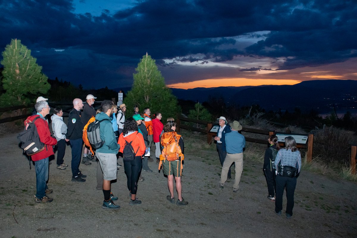 Group heads out for a night hike at Johns Family Nature Conservancy Regional Park.
