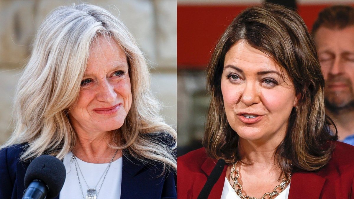 NDP Leader Rachel Notley and United Conservative Party Leader Danielle Smith are shown on the Alberta election campaign trail in this recent photo combination. 