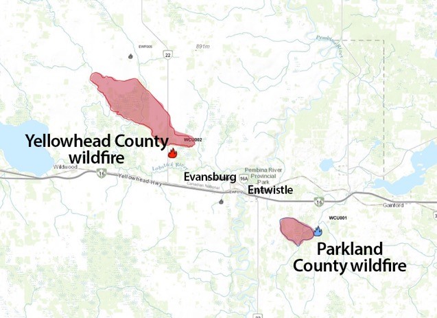 map of Alberta wildfires on Tuesday, May 2, 2023.