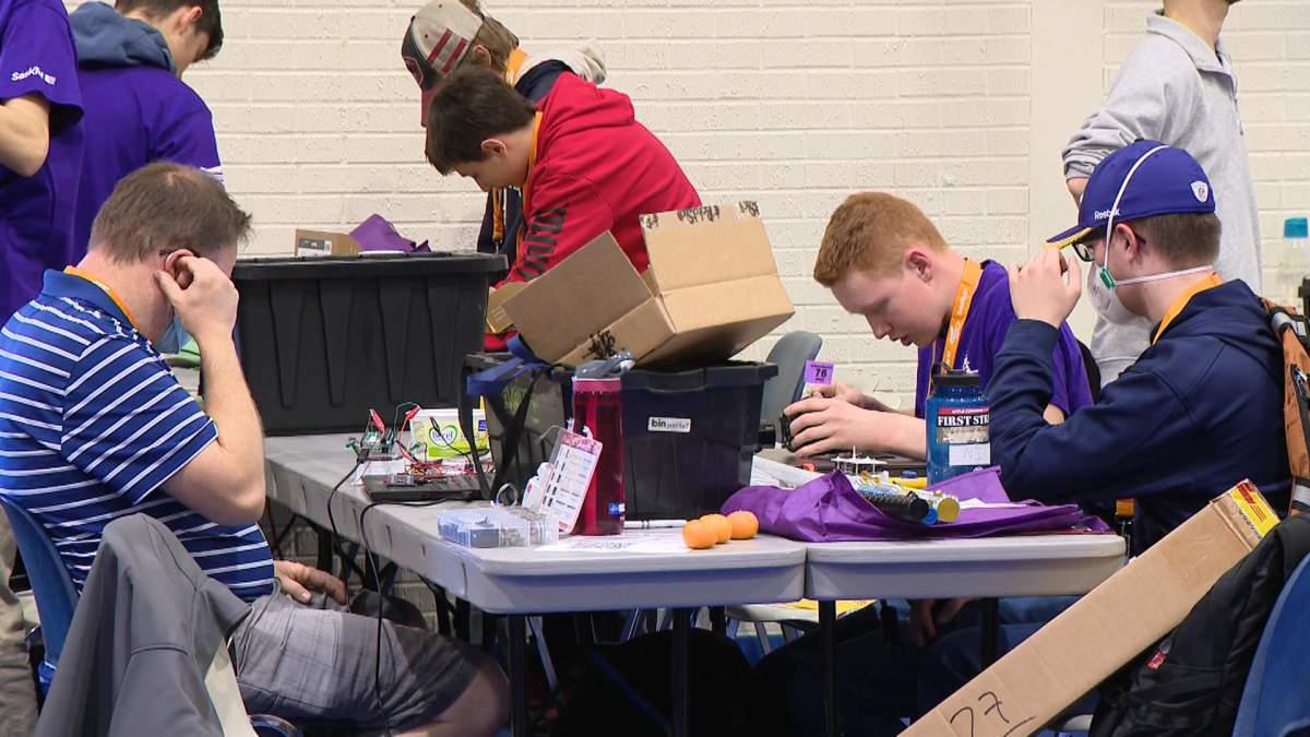Students from schools across the province pitted their SUMObots against each other in the ring.
