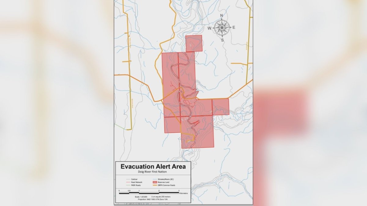 Evacuation alert issued for areas in Doig River First Nation. 