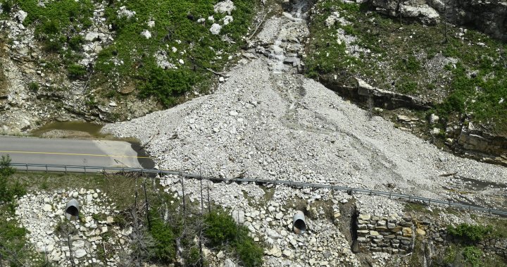 3 debris fields left after downpour, rockslides at Waterton Lakes National Park  | Globalnews.ca