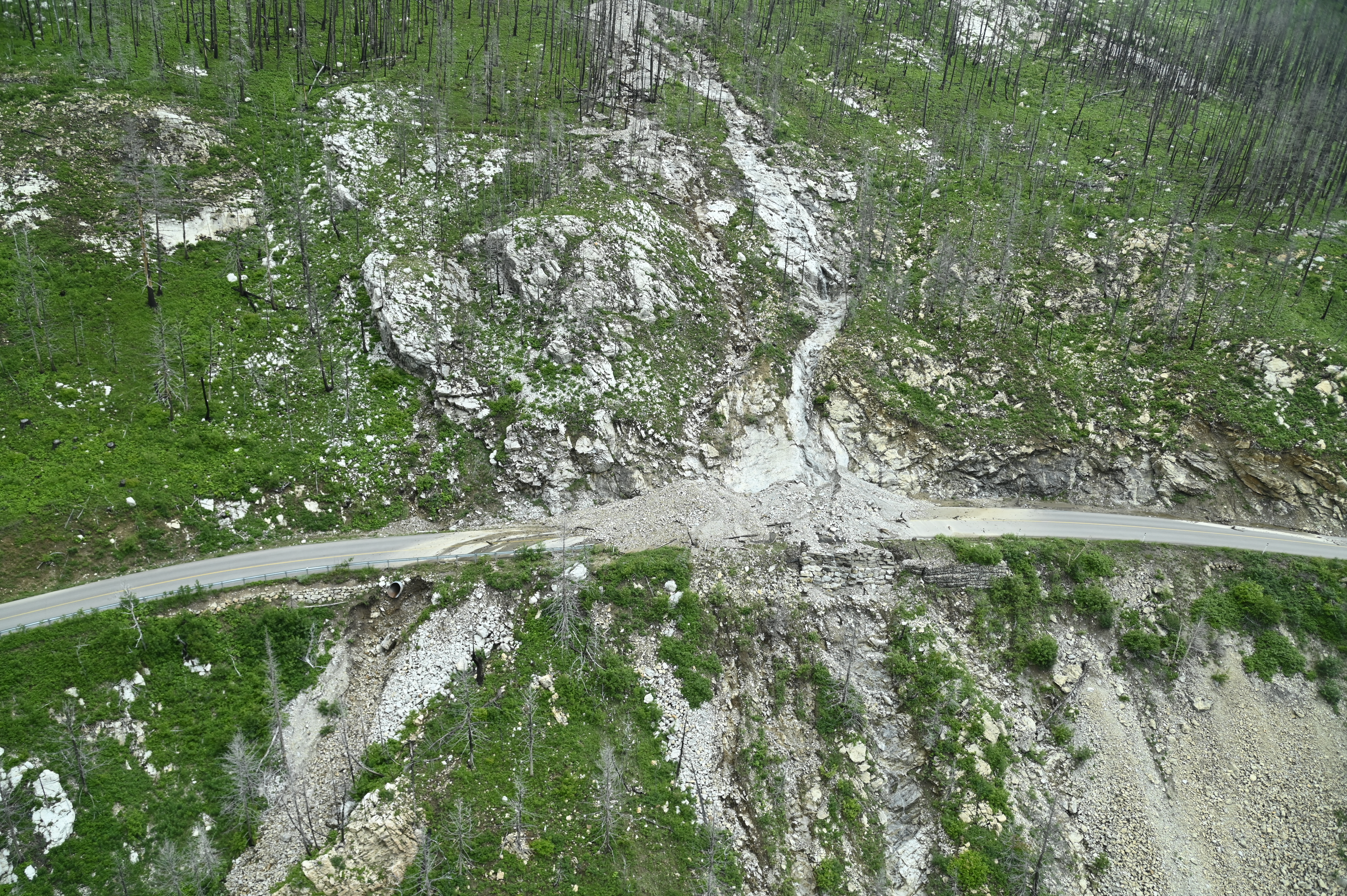 3 debris fields left after downpour rockslides at Waterton Lakes