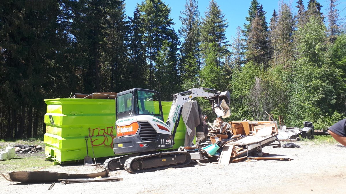 The cleanup on Postill Lake Road by the Okanagan Forest Task Force.