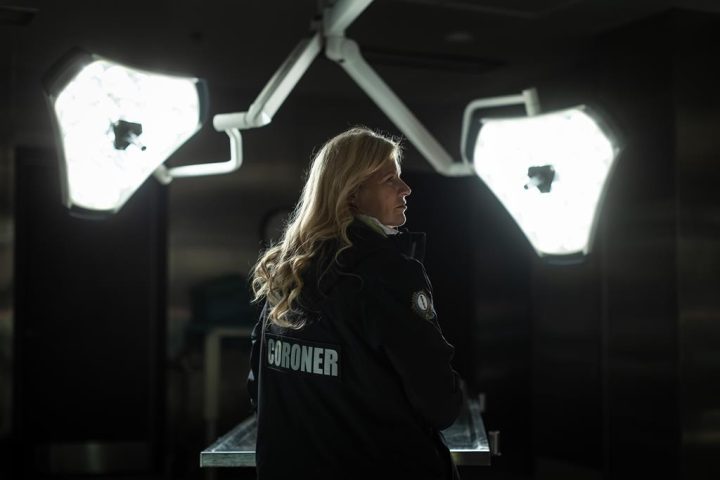 Dr. Jeannie Walton, investigating coroner and President of the Ontario Coroner’s Association, is shown in a hospital mortuary in St. Catharines, Ont., Sunday, May 7, 2023. 