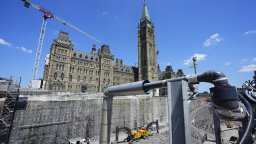 The Centre Block restoration project is viewed during a media tour on Parliament Hill in Ottawa on Thursday, June 22, 2023.