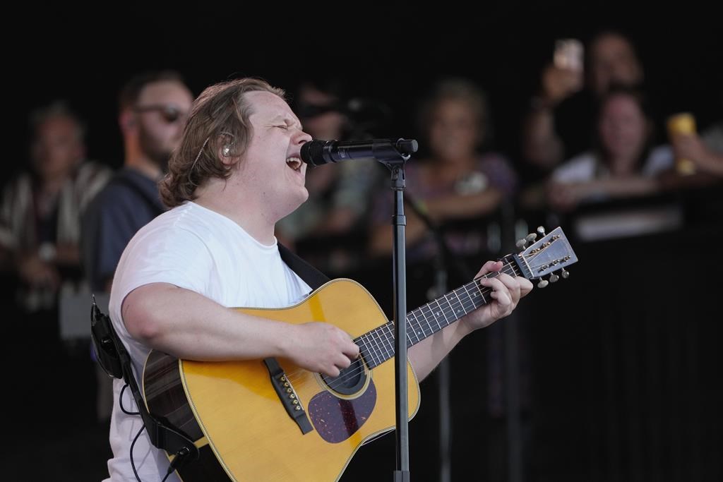Lewis Capaldi performs during the Glastonbury Festival in Worthy Farm, Somerset, England, Saturday, June 24, 2023.