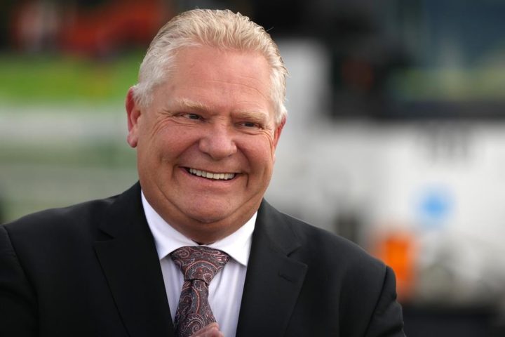 Ontario Premier Doug Ford attends a news conference at the Bramalea GO Station, in Brampton, on Thursday May 11, 2023.