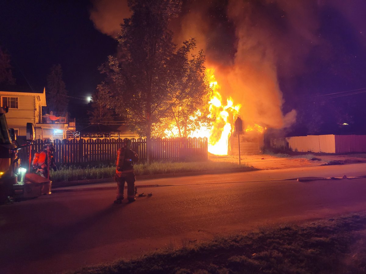 The Saskatoon Fire Department fought a garage fire Monday morning.