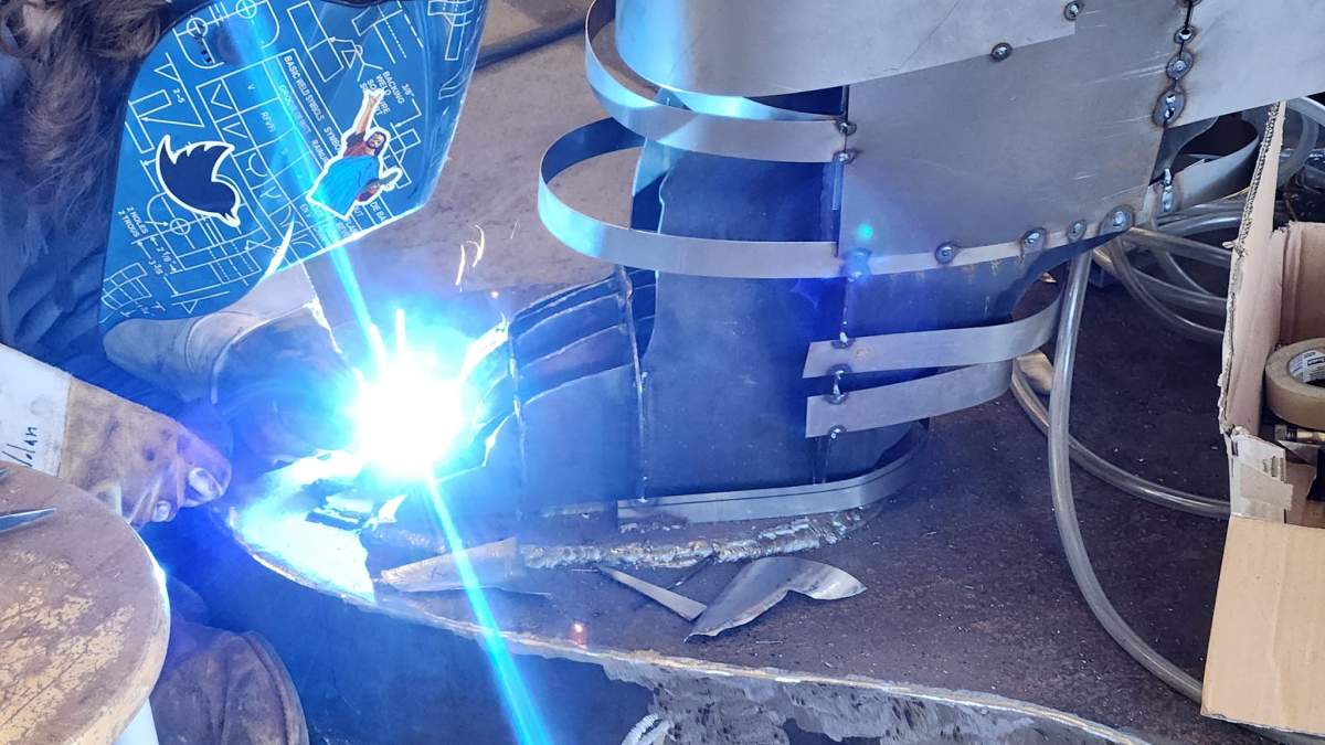 The process of building the giant Bear-B-Q.